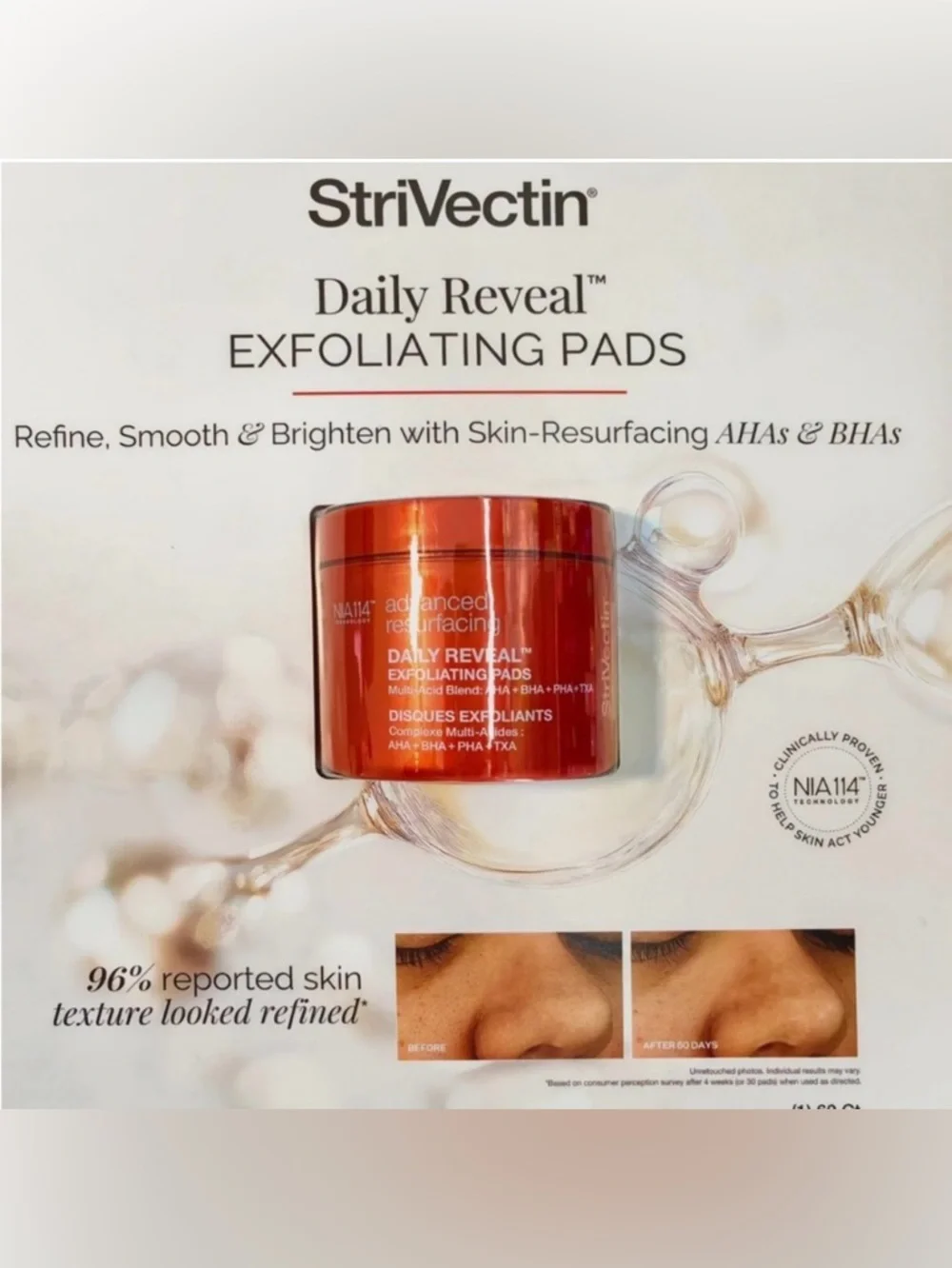 StriVectin Daily Reveal Exfoliating Pads 60ct Advanced AHA/BHA NIB FACTORY SEAL